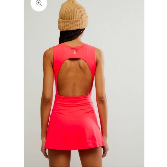 Free People Movement Easy Does It Dress Skortsie Mini Sunset Pink Large NWOT - Picture 3 of 12